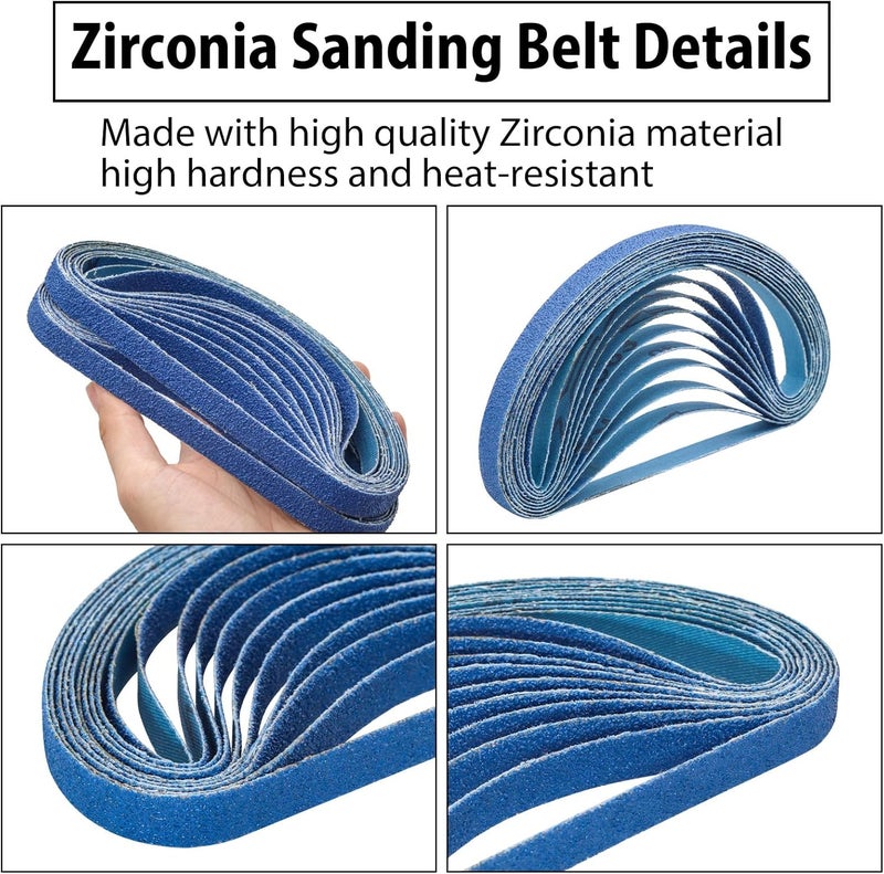 SHUTTLE GENIUS 30 Pcs 1/2" x 18" Zirconia Sanding Belts, 40 Grit 1/2x18 Inch Sanding Belts for Air Belt Sander, Zirconia Belt Sander Sanding Belts for Metal Polishing, Derusting (1/2x18in, 40 Grit) - Image 4